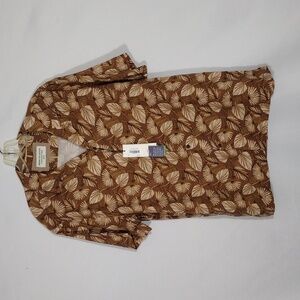 NWT Report Collection Taupe Short Sleeve Modal Rayon Print Camp Shirt Men Sz Sm